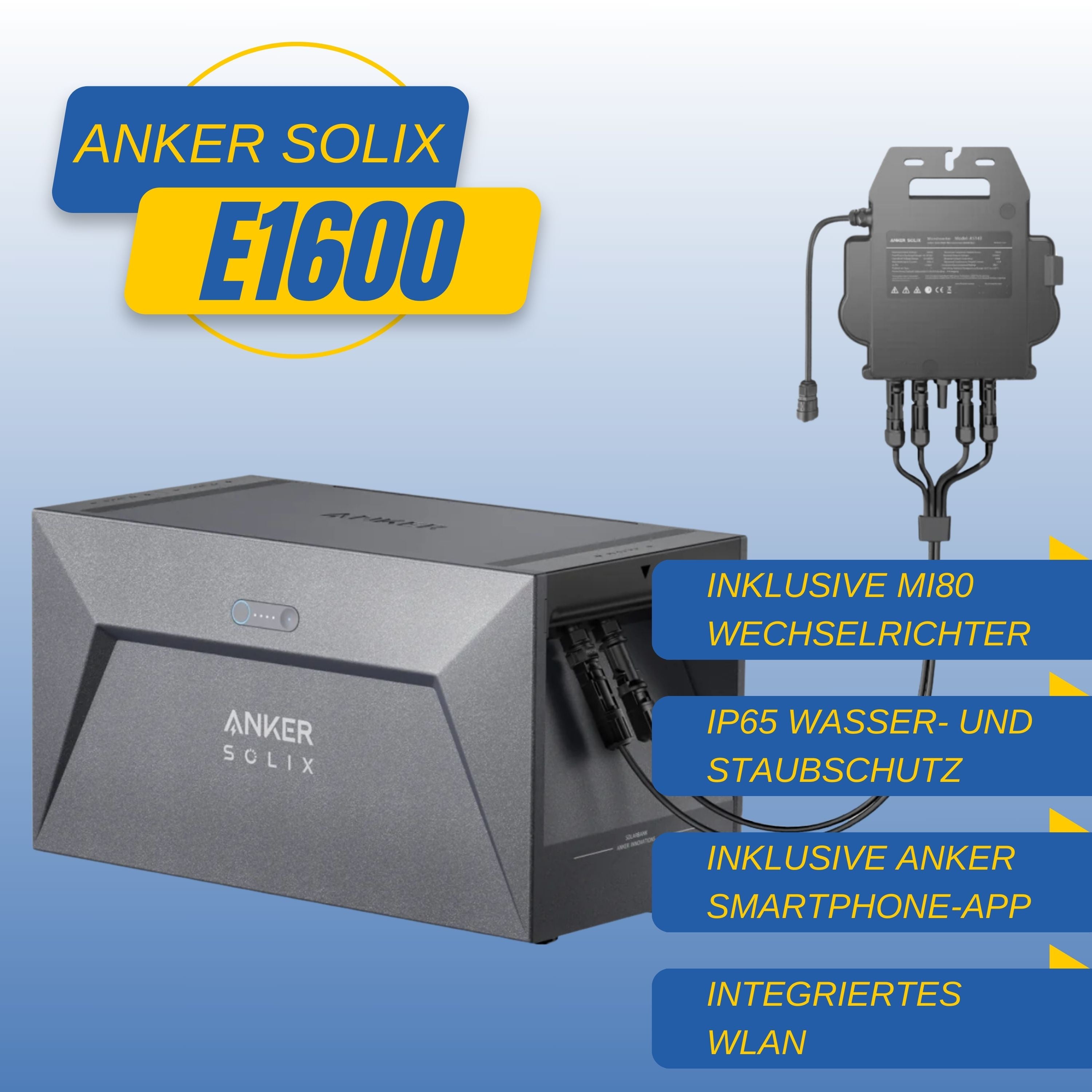 Anker SOLIX Solarbank E1600 Solarstromspeicher 1600Wh mit MI80 Mikroinverter