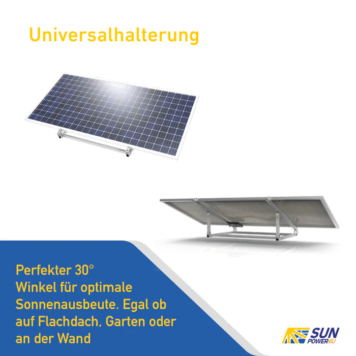 Solarpanel Halterung - Universalhalterung für 1 Solarmodul (Flachdach, Garten, Wand, Betonbalkon)