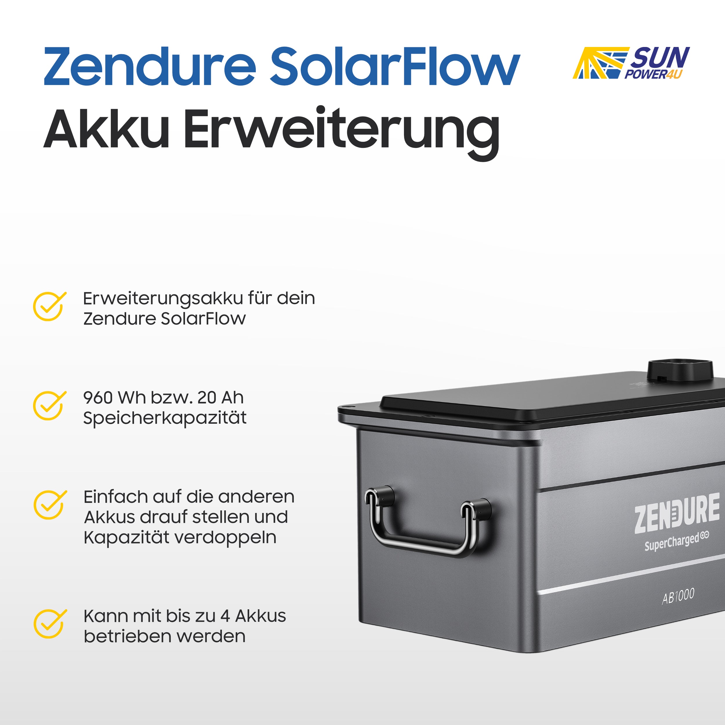 Zendure Solarflow Speicher - AB1000 960Wh Erweiterungsakku